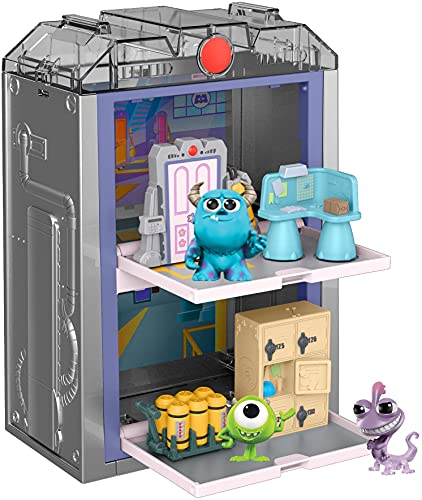 Disney Pixar Minis Stackable Stories Scare Floor Toy, Monsters Inc Movie Scene Case, 2 Play Platforms & 3 Stylized Figures Sully Mike Wazowsksi Randall, Kid Collector Ages 3 Years & Up