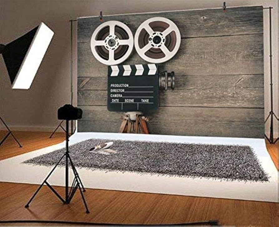 : AOFOTO 7x5ft Old Movie Camera on Wood Board Background Vintage  Film Motion Picture Photography Backdrop Video Reel Director Scene Retro  Movie Night Theme Party Decor Banner Photo Studio Props Vinyl :