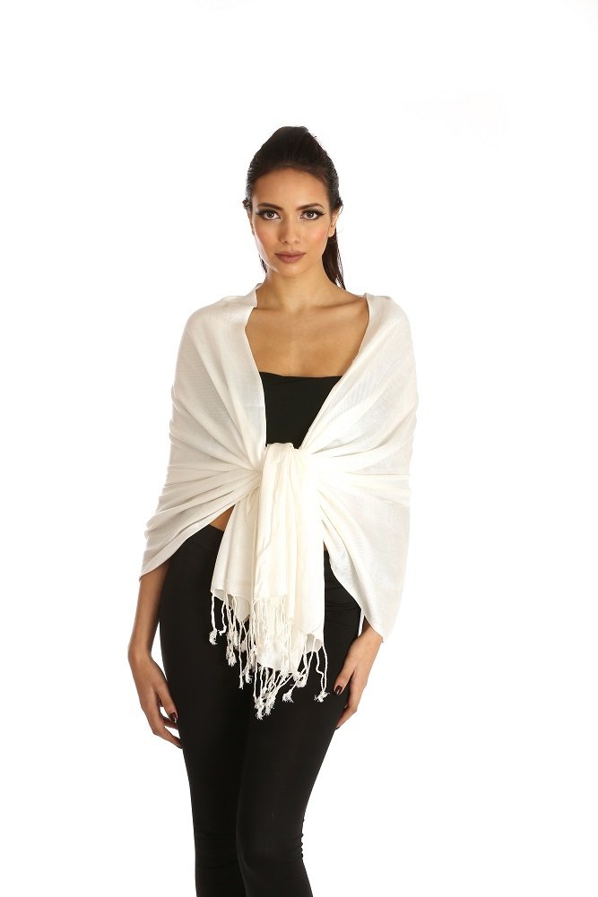 Rubina KapoorRK Essentials | Plain Pashmina’s Featuring Tassel Edging | Ivory