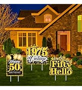 Rngmsi 50th Birthday Yard Signs - 3PCS Happy 50th Birthday Decorations Black Gold Large 50 Yard L...