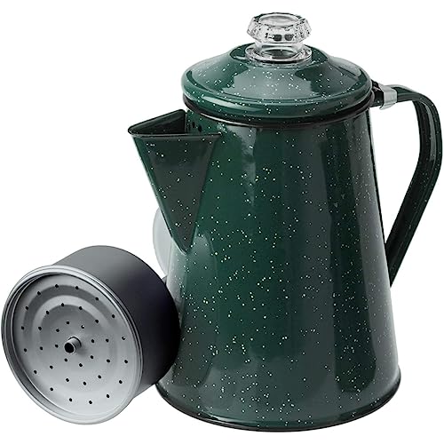 GSI Outdoors Percolator Coffee Pot | Enamelware Campfire Coffee Boiler Kettle for Outdoor Camping Cookware, Cabin, RV, Kitchen, Hunting & Backpacking