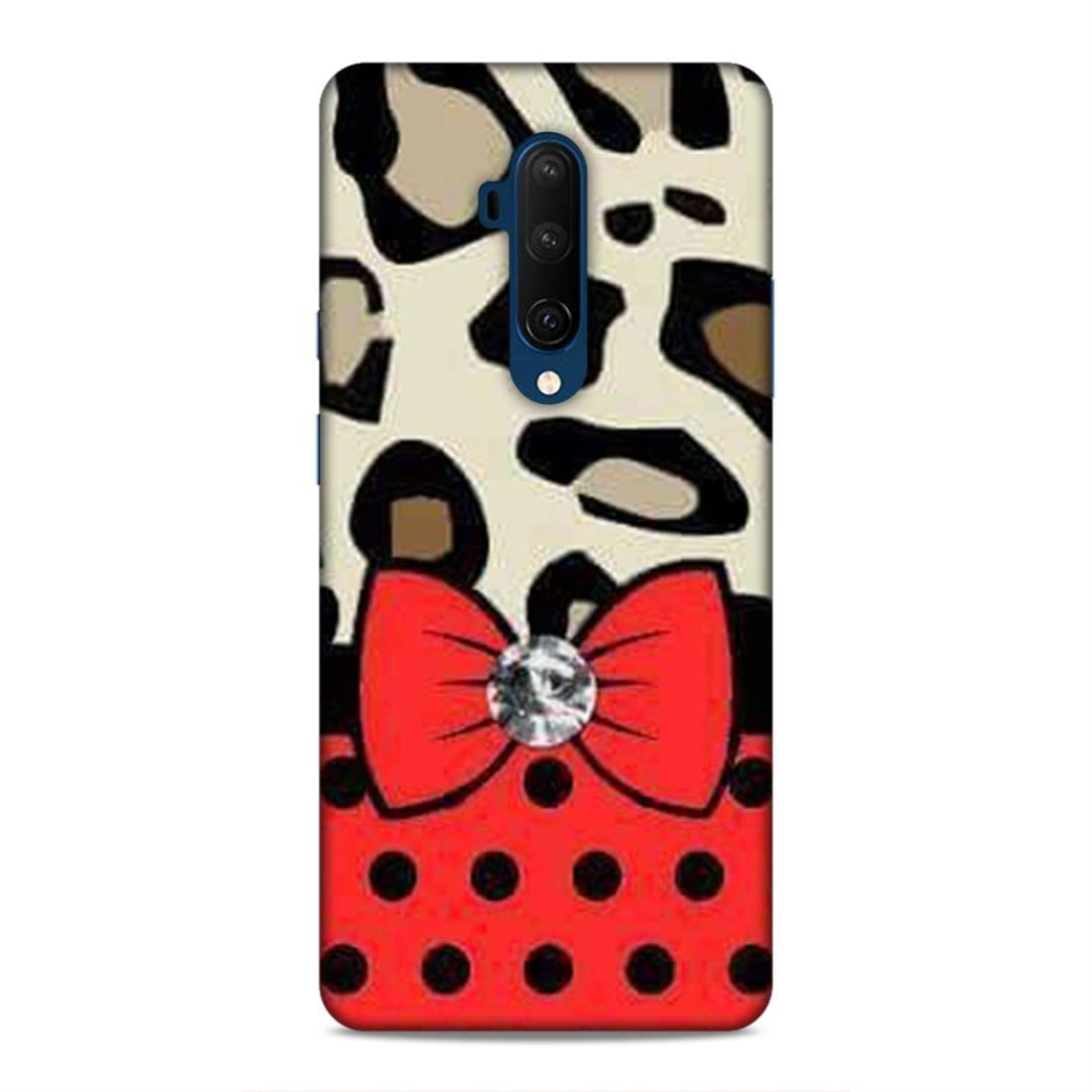 LETAPS® Printed Mobile Back Hard Case Cover for OnePlus 7T Pro | Animal Print, Bow Tie, Polka Dots, Red-6652