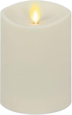 Luminara Realistic Artificial Moving Flame Outdoor Pillar Candle - Moving Flame LED Battery Operated Lights for Outside Christmas, Thanksgiving - Remote Ready - Remote Sold Separately - 3.25" x 4.5"