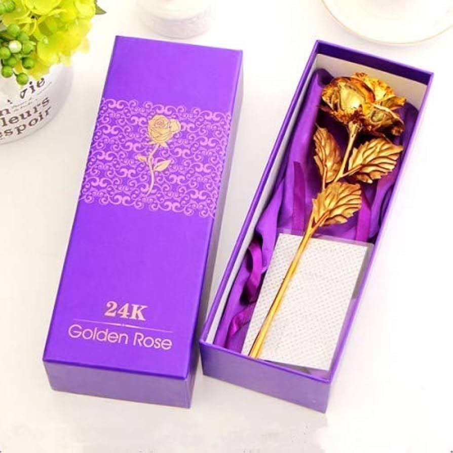 skyworld 24K Gold Rose with Beautiful Gift Box (Gold, 30 x 10 x 8 ...