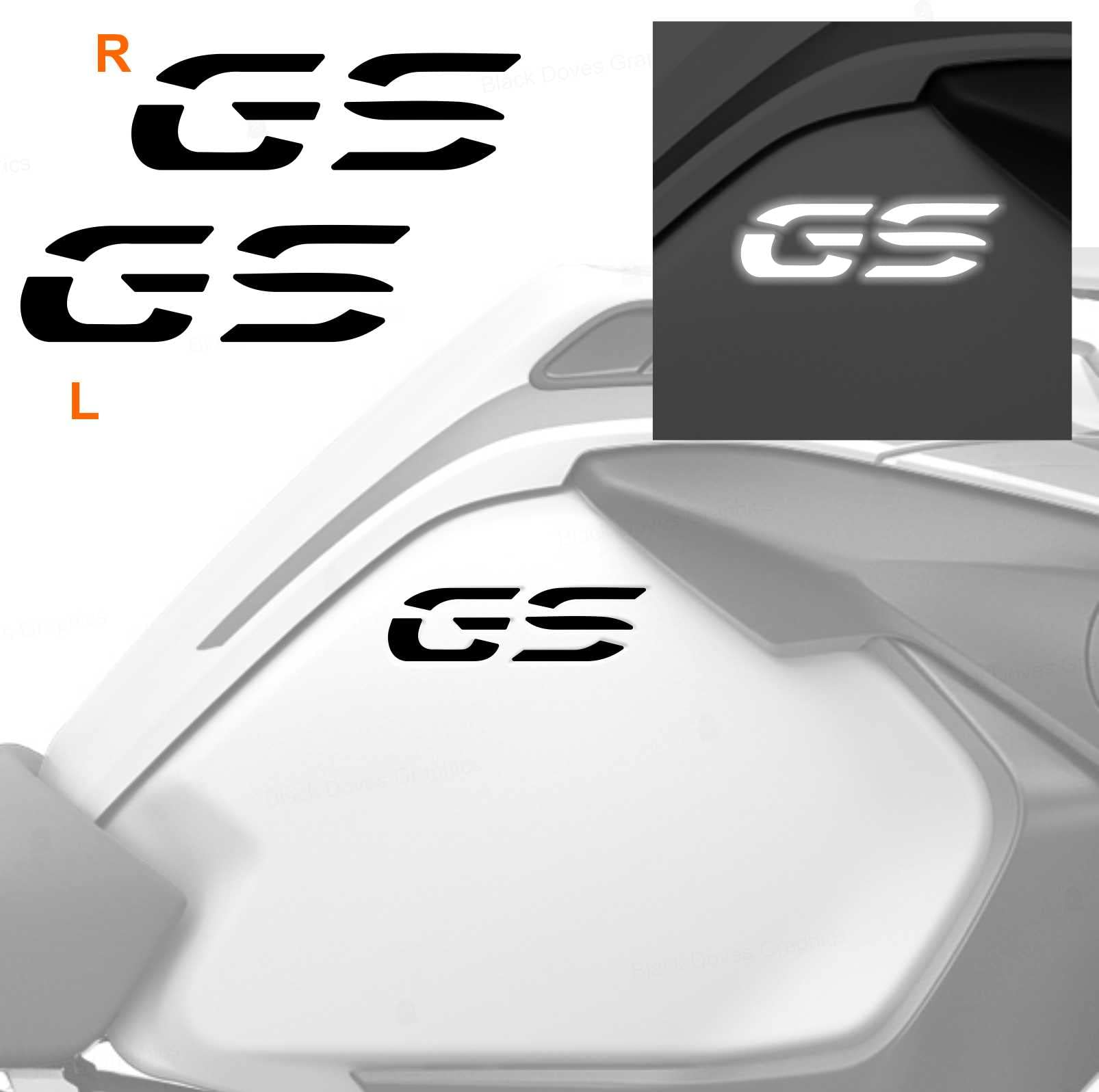 2pcs Stickers Compatible with Motorrad Tank Side R 1200 1250 GS Adventure LC (Reflective Black)