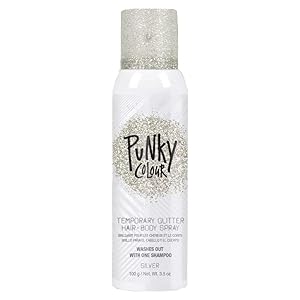 Punky Temporary Hair and Body Glitter Color Spray, Travel Spray, Lightweight, Adds Sparkly Shimmery Glow, Perfect to use On Hair, Skin, or Clothing, 3.5 oz - SILVER