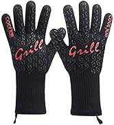 COOLJOB Heat Resistant BBQ Gloves for Hot Temperature Cooking, Barbecue Grilling or Baking Bread ...