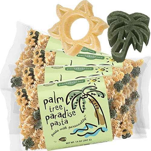 Pastabilities Fun Shaped Pasta for Kids - Palm Tree Paradise Pasta - Palm and Sunshine Fun Theme, Non-GMO Natural Wheat Pasta, All-Natural, Kosher Certified, Made in the USA, (4 Pack, 14 Oz)