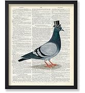 Poster Master Dictionary Art Poster - Pigeon in a Top Hat Print - Bird Art - Gift for Men, Women ...