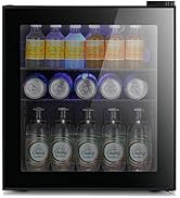 Antarctic Star Mini Fridge Cooler - 70 Can Beverage Refrigerator Black Glass Door for Beer Soda o...