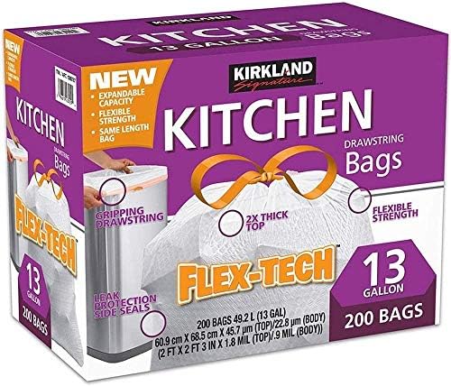 Amazon.com: Kirkland Signature Drawstring Kitchen Trash Bags - 13 ...