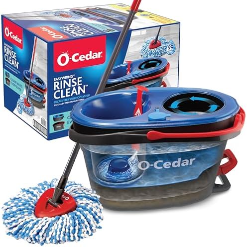 O-Cedar RinseClean Spin Mop & Bucket System | Clean with Clean Water | Removes 99% of Bacteria