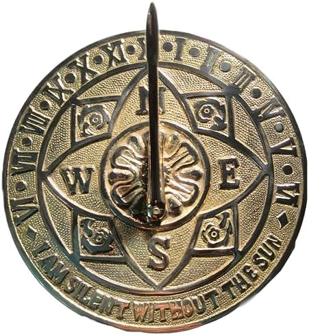 WARESHIRE Brass Sundial Clock for Garden Yard Outdoor | Handmade Vintage Brass Large Sundial Clock Perfect for Beloved Ones | Home Decor Gift for Couples Anniversary Parents Grandparents