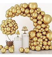 RUBFAC 129pcs Metallic Gold Balloons Latex Balloons Different Sizes 18 12 10 5 Inch Party Balloon...