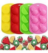 Palksky Large Fruit Snack Molds, 4Pcs Big Gummy Molds Silicone for Candy Chocolate Cookies (Straw...