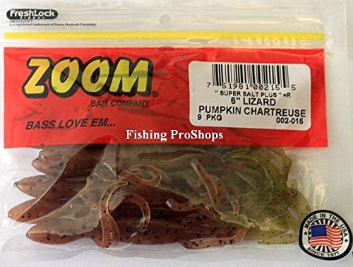 Zoom 6" Super Salt Plus Lizards - Pumpkin Chartreuse  9 Pack!