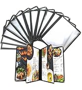 DUPDMKIN 12 Pack Menu Holder 4 Page Menu Covers 8 View Menu Covers 8.5 x 11 inch Menu Holders for...