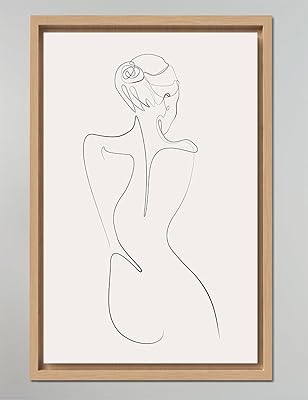 VERRE ART Printed Framed Canvas Painting for Home Decor Office Wall Studio Wall Living Room Decoration (45x60inch Wooden Floater) - Line Figure I