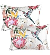 Silky Satin Pillowcase, Vintage Floral Pillow Covers 2 Pack Pillowcases for Hair and Skin Luxury ...