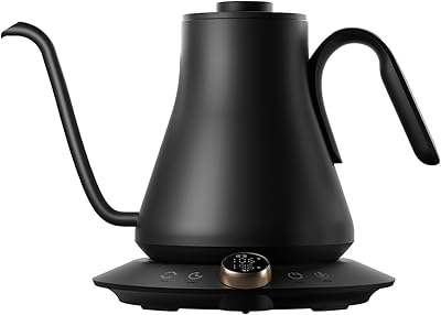 Cocinare Electric Gooseneck Kettle with Temperature Control, Pour Over Coffee & Tea, 1200W for 180-sec Quick Boil Time, Stainless Steel Kettle Water Boiler, 30oz/0.9L (Black)