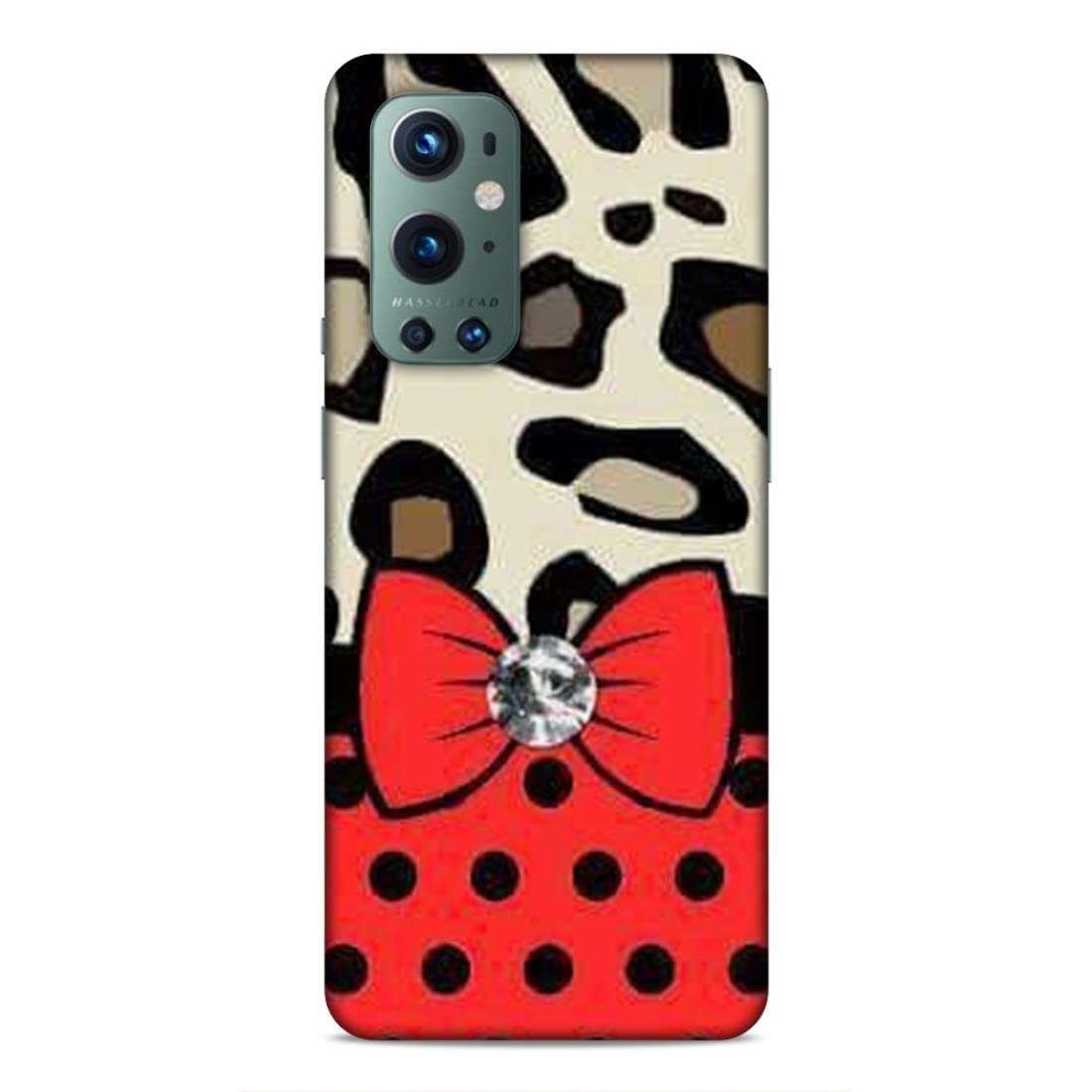 LETAPS® Printed Mobile Back Hard Case Cover for OnePlus 9 Pro | Animal Print, Bow Tie, Polka Dots, Red-6652