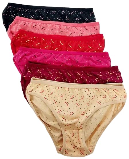 Combo Pack of 6 Women's Cotton Hipster Innerwear Floral Printed Panties Assorted Briefs with Elastic Inner Wear Multicolor