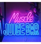 FAXFSIGN Muscle Juice Bar Neon Sign Led Neon Signs For Wall Decor for Wall Decor Light Up Signs f...