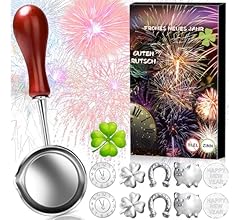 11 Teiliges Zinngießen Set Silvester, mit 10 Zinngießen und 1 Löffeln(mit Deutungen), die gesunde Alternative zum Bleigieße…