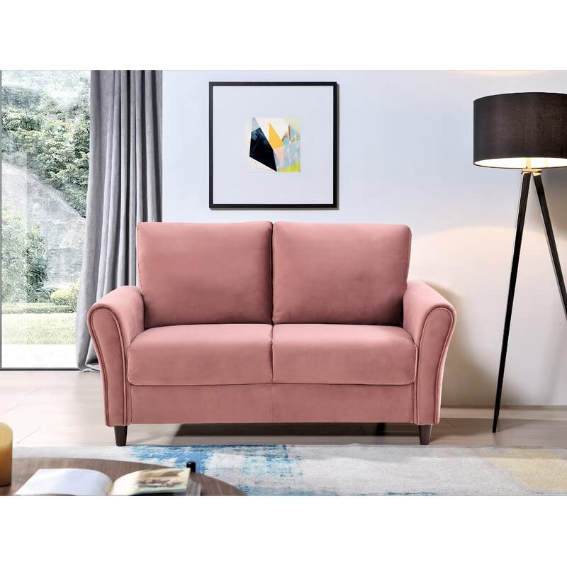 WOODORION Lucas 2 Seater Sofa Living Room, Bed Room,Hallway Cushioned Lounge 2seater Sofa Set |Luxury Rest Two Seater Sofa Couch (Pink, Two Seater Sofa)