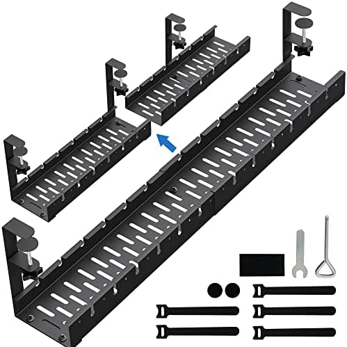 No Drilling Extendable Under Desk Cable Management, Metal Cable ...