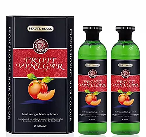 BEAUTE BLANC Fruit Vinegar Gel Hair Color, Organic & Natural Hair Color Dye for Black Hair (500ml x 2) - Black