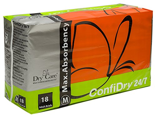 ConfiDry 24/7 Dry Care Max Absorbency Adult Brief Diapers, Medium, 18 Count