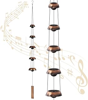 Bell Wind Chimes for Outside Clearance, Temple Windchimes Outdoors w/5 Copper Bells, Memorial Wind Chime Gifts for Mom Gra...