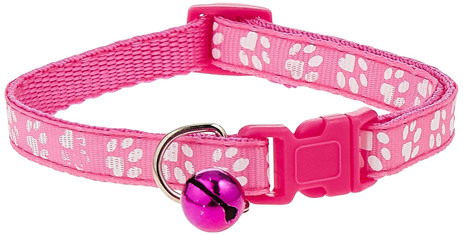 Adjustable Cat Collar Cute Pet Collar With Removable Bell For Cats Small Dogs Rose Red