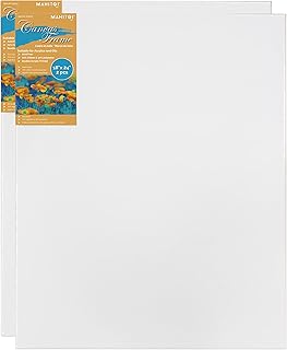 MAHITOI ™ 2-PC Cotton Stretched 18” x 24” Double Primed Gesso Wooden Frame to Smooth Surface & Reduce Absorbency, for Acry...