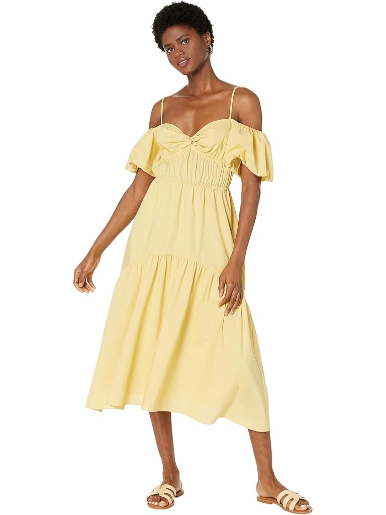 Vince Draped Puff Sleeve Tiered Dress