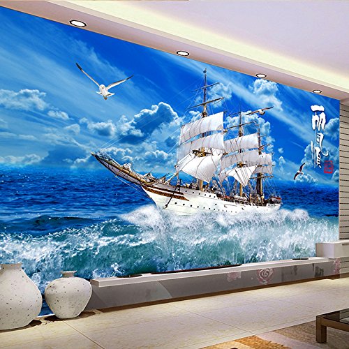 Buy TIANXINBZ Custom 3D Wallpaper Blue Sky Sailing Ship Nature ...