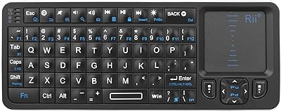 Rii K06 Mini Bluetooth Keyboard,Backlit 2.4GHz Wireless Keyboard with IR Learning, Portable Lightweight with Touchpad Compatible with Android TV Box/Mac/Windows/HTPC/IPTV (2.4G and Bluetooth)