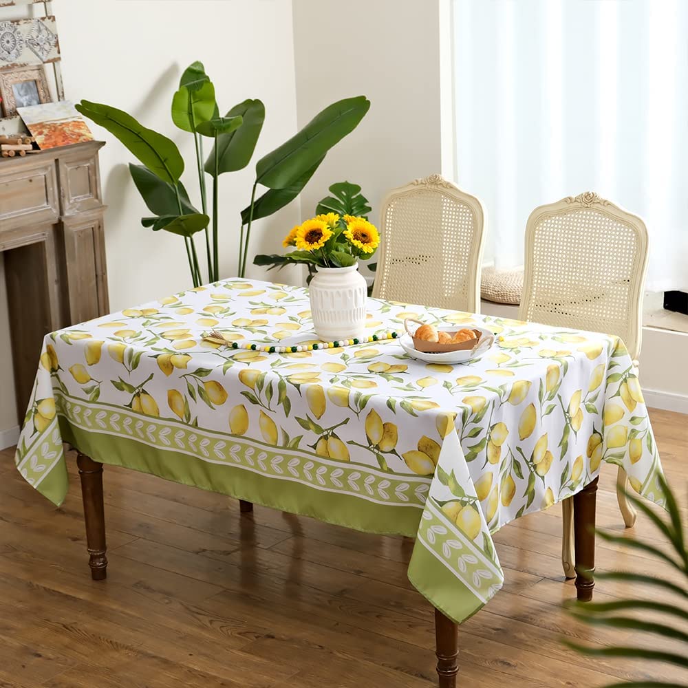 GEEORY Summer Lemon Tablecloth Rectangle 60X84 Inch Yellow Decorative Indoor Outdoor Table Cover Home Kitchen Dining Table Decor GTC010-84