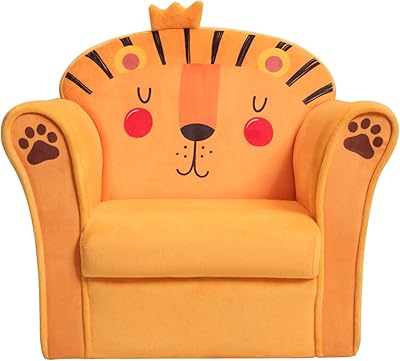 Costzon Kids Couch, Children's Sofa Armrest Chair with Pattern, Toddler Furniture w/Sturdy Wood Construction, Preschool, Lightweight Kids Couch Sofa Chair for Aged 1-5 Boys & Girls Gifts, Lion