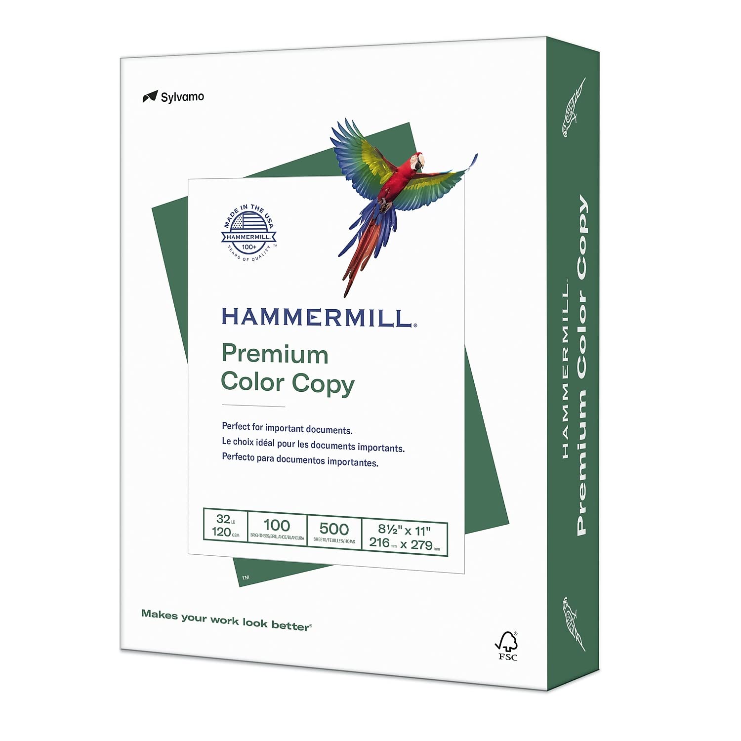 HammermillPrinter Paper, Premium Color 32 Lb Copy Paper, 8.5 x 11 - 1 Ream (500 Sheets) - 100 Bright, Made in the USA, 102630