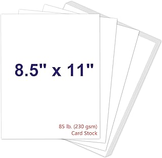 White Cardstock 8.5 x 11, 230gsm Cover Cardstock Paper, 85 Lb Heavy Card Stock for Printer, Card Stock Paper for Invitatio...