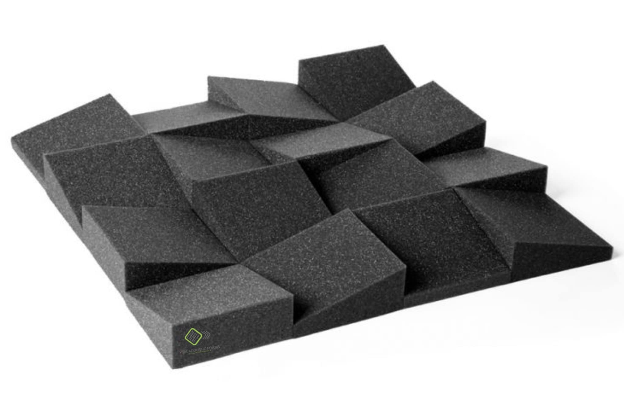 YGM Acoustic Foams® Z-Block Diffuser Studio Absorption Foam Wall Panel - PACK of 24 Tiles, 6'' X 6'' X 2'' Broadband Sound Absorber - Periodic Groove Structure (CHARCOAL BLACK)