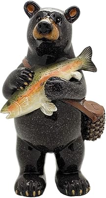 Pacific Giftware Animal World Black Bear Fisherman 6.5 inches Tall Resin Figurine Home Decor