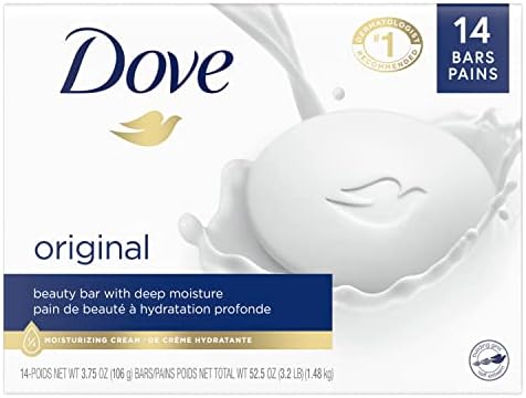 Dove Beauty Bar Gentle Skin Cleanser Moisturizing for Gentle Soft Skin Care Original Made With 1/4 Moisturizing Cream 3.75 oz, 14 Bars