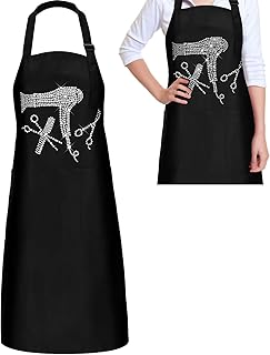 Coume Hair Stylist Apron Hairstylist Salon Apron with Rhinestone Tools and 3 Pockets Hairdresser Barber Aprons