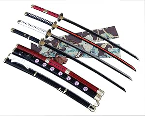 Handmade Sword Anime Sword One Piece Roronoa Zoro 4 Pcs Sets Sharp Samurai Sword Cosplay Sword