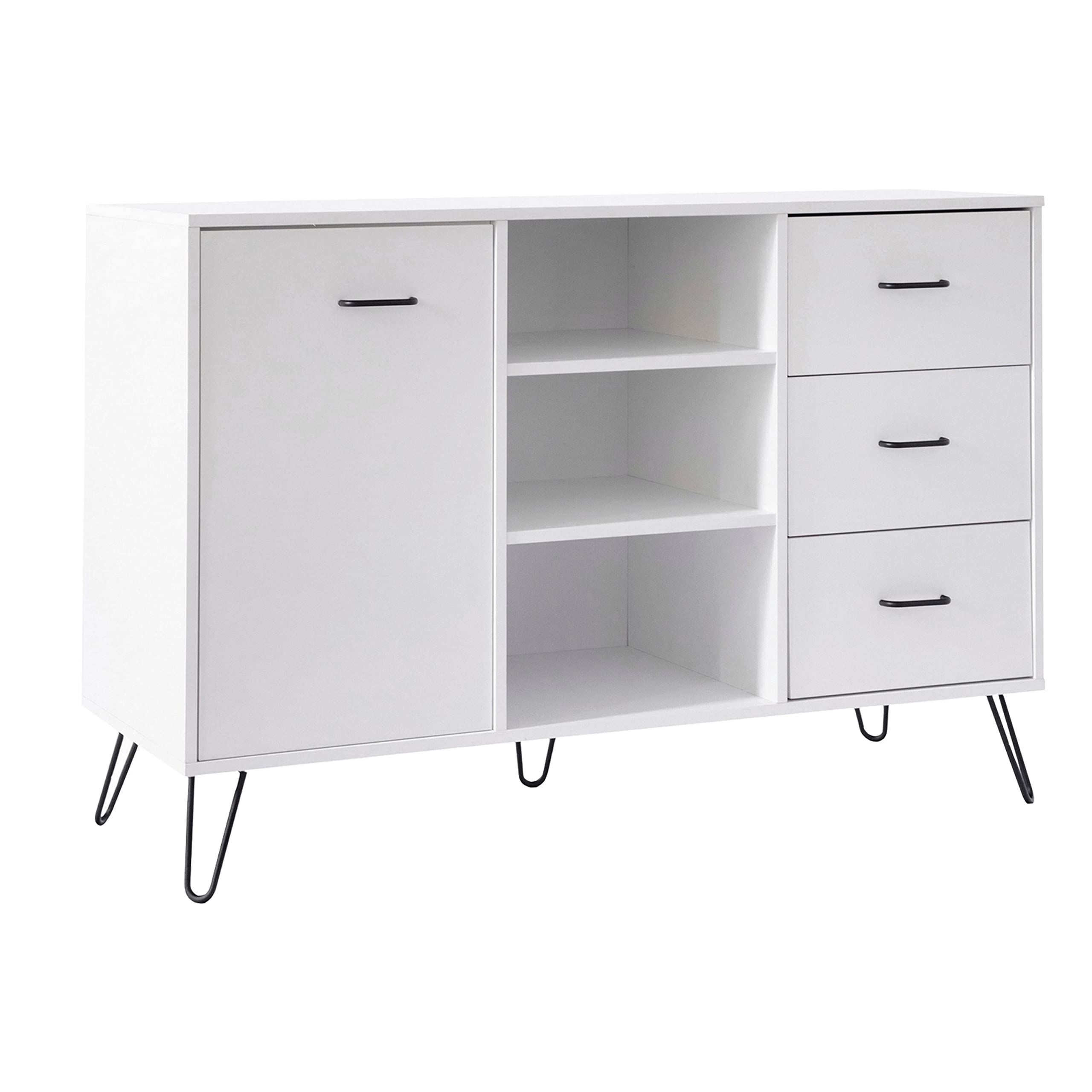 The Urban Port 49-Inch Sideboard Buffet Console Cabinet with 3 Drawers, White