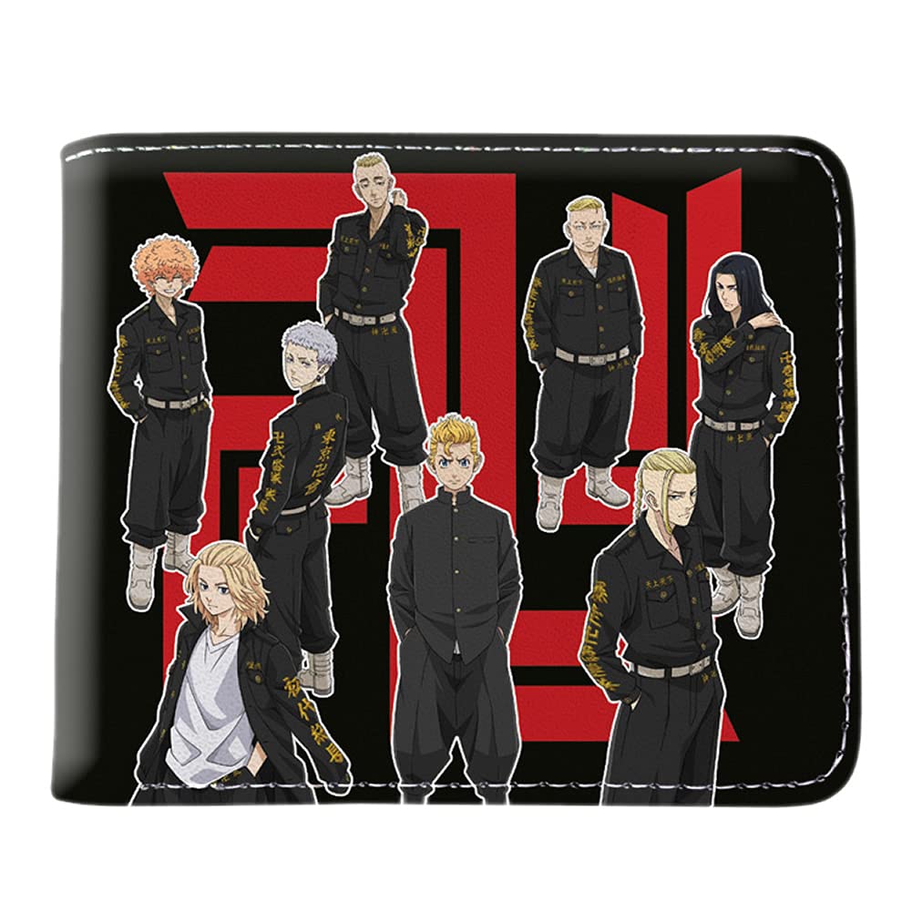 Tokyo Revengers Wallet,Anime Tokyo Revengers Cosplay Draken Mikey Coin Purse PU Leather Bifold Short Card Case, 5, 11.5*9.5*2cm, Wallet