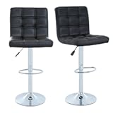 BestOffice Modern Bar Stool Set of 2 Barstools Height Adjustable Counter Height Swivel Bar Stool PU Leather Bar Chairs Hydraulic Dining Room Chairs Home Kitchen Stools